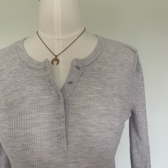 Waffle Knit Long Sleeve Henley - Picture 2 of 2